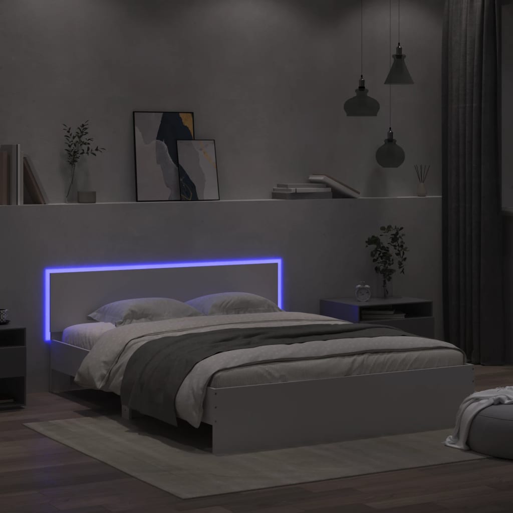 8721012248199_g_en_hd_2 vidaXL Bed Frame with LED without Mattress White 150x200 cm - Image 4