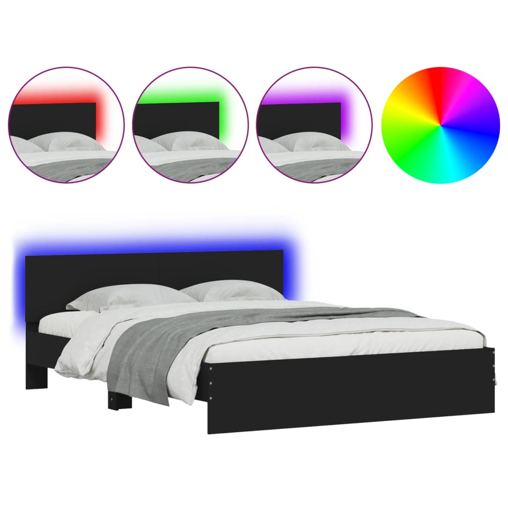 8721012248205_a_en_hd_1 vidaXL Bed Frame with LED without Mattress Black 150x200 cm - Image 2