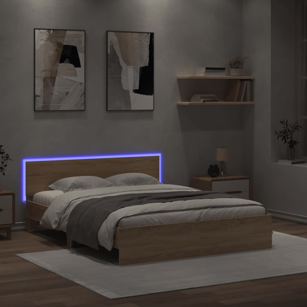 8721012248212_g_en_hd_2 vidaXL Bed Frame with LED without Mattress Sonoma Oak 150x200 cm - Image 4