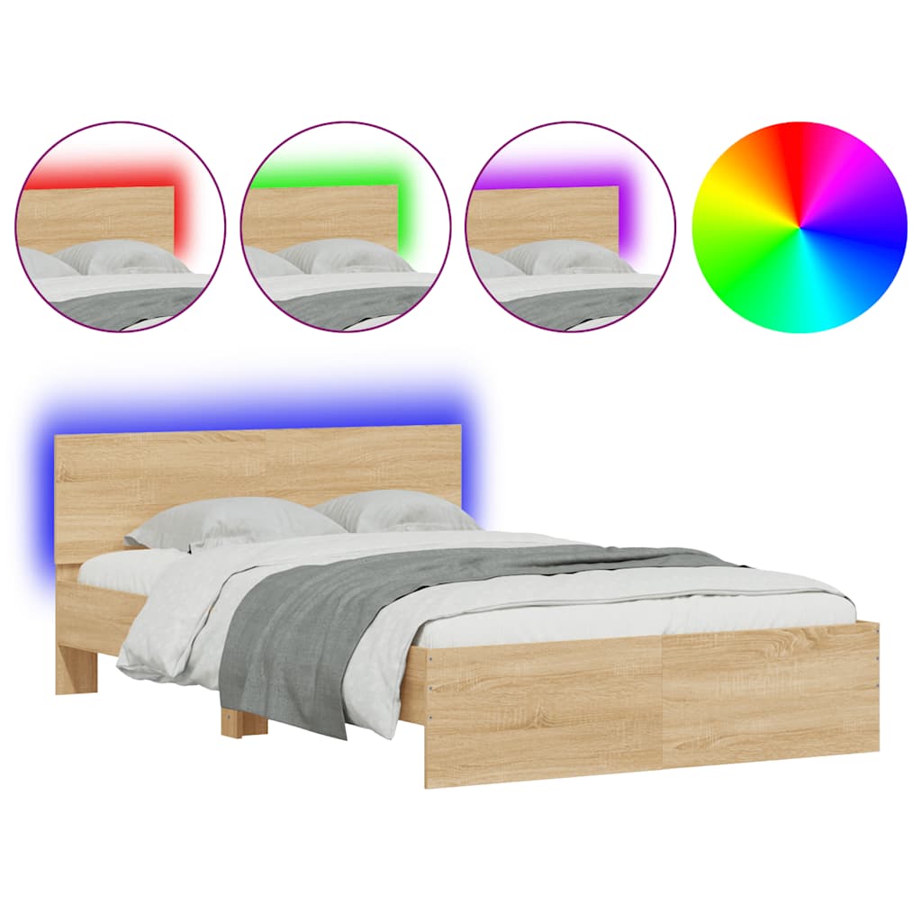 8721012248496_a_en_hd_1 vidaXL Bed Frame with LED without Mattress Sonoma Oak 135x190 cm - Image 2