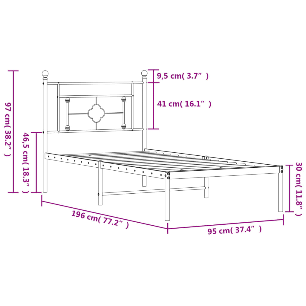 8721012248649_g_en_hd_9 vidaXL Metal Bed Frame without Mattress with Headboard Black 90x190 cm - Image 11