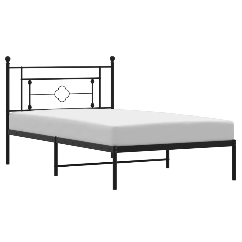 8721012248687_a_en_hd_1 vidaXL Metal Bed Frame without Mattress with Headboard Black 107x203 cm King Single - Image 2