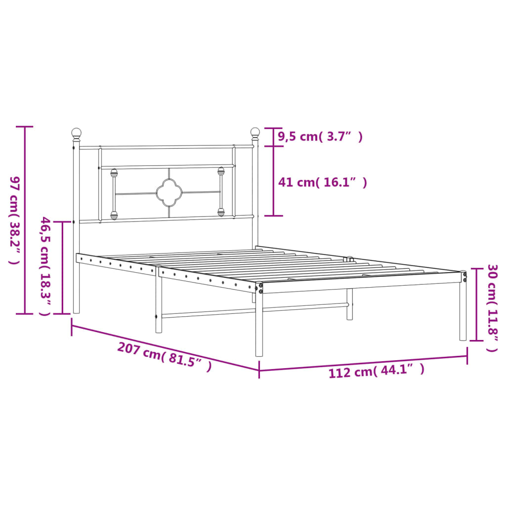 8721012248687_g_en_hd_9 vidaXL Metal Bed Frame without Mattress with Headboard Black 107x203 cm King Single - Image 11