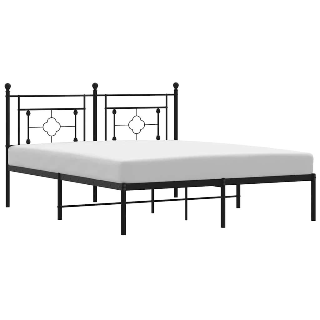 8721012248748_a_en_hd_1 vidaXL Metal Bed Frame without Mattress with Headboard Black 150x200 cm - Image 2