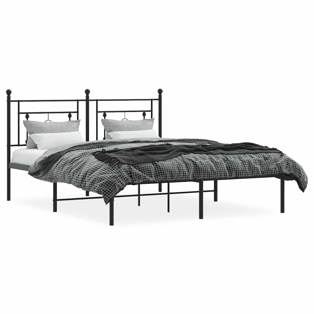 8721012248748_g_en_hd_3 vidaXL Metal Bed Frame without Mattress with Headboard Black 150x200 cm - Image 5