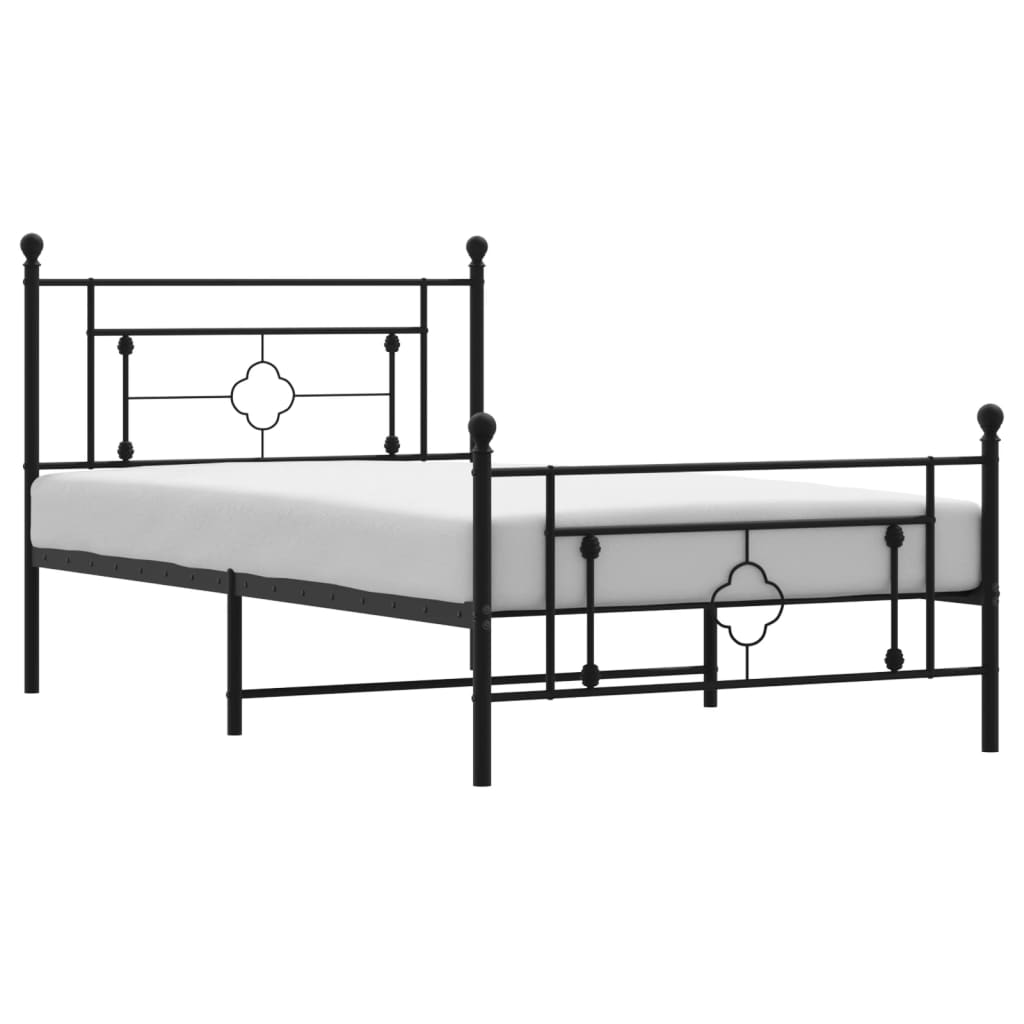 8721012248861_a_en_hd_1 vidaXL Metal Bed Frame without Mattress with Footboard Black 107x203 cm King Single - Image 2