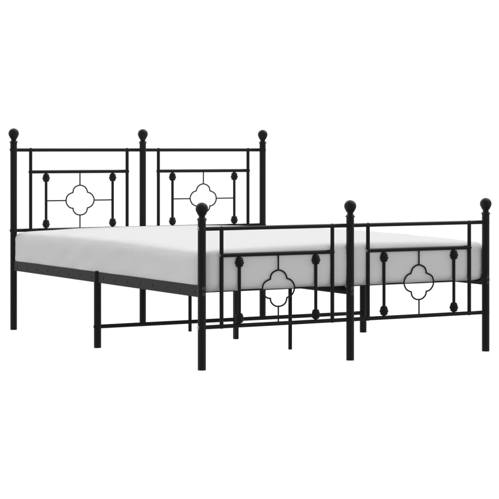 8721012248892_a_en_hd_1 vidaXL Metal Bed Frame without Mattress with Footboard Black 135x190 cm - Image 2