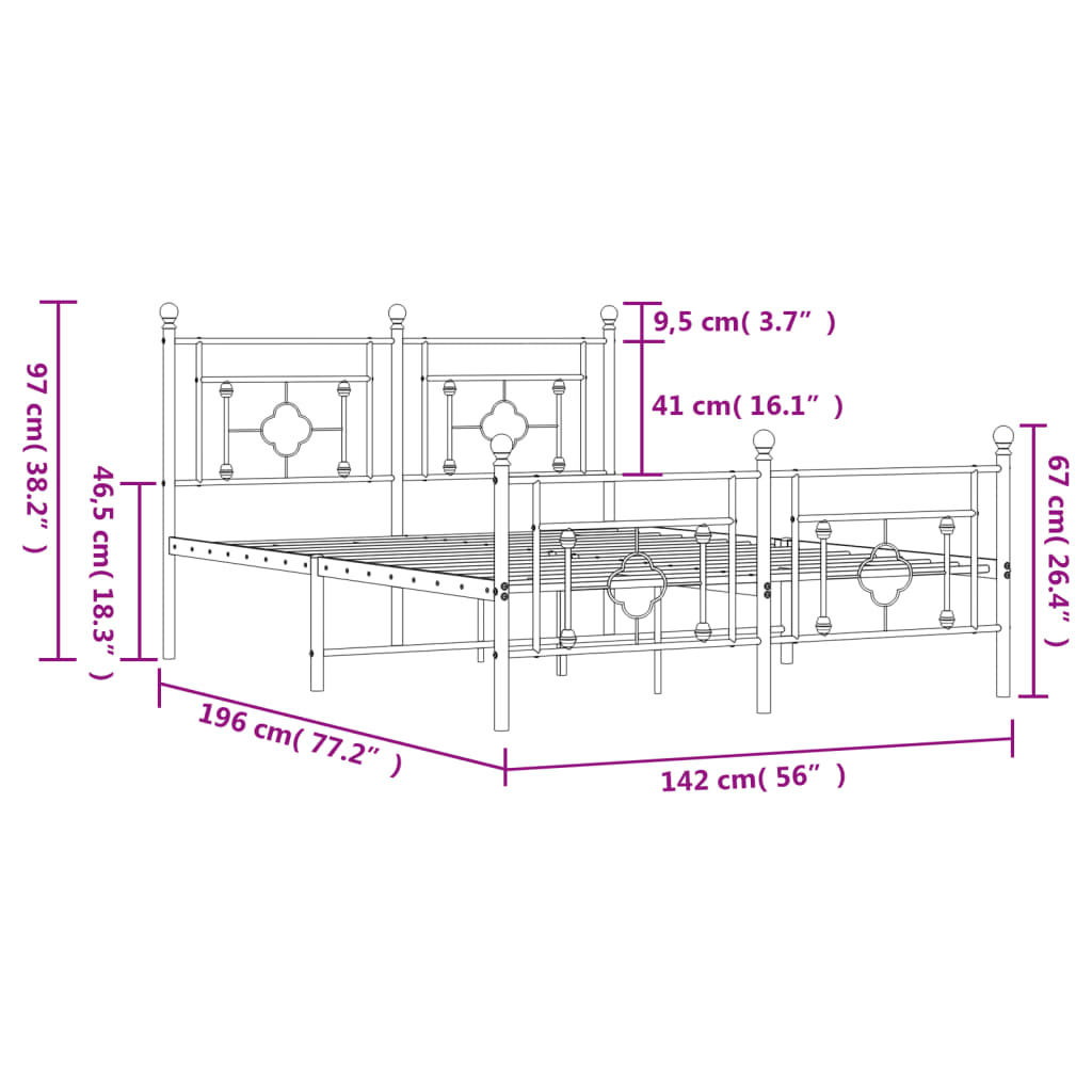 8721012248892_g_en_hd_9 vidaXL Metal Bed Frame without Mattress with Footboard Black 135x190 cm - Image 11