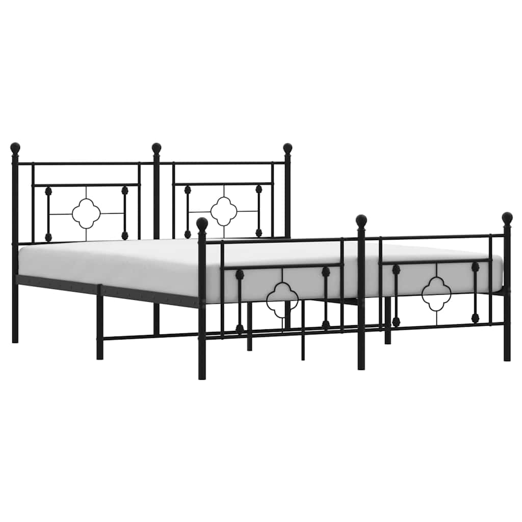 8721012248922_a_en_hd_1 vidaXL Metal Bed Frame without Mattress with Footboard Black 150x200 cm - Image 2