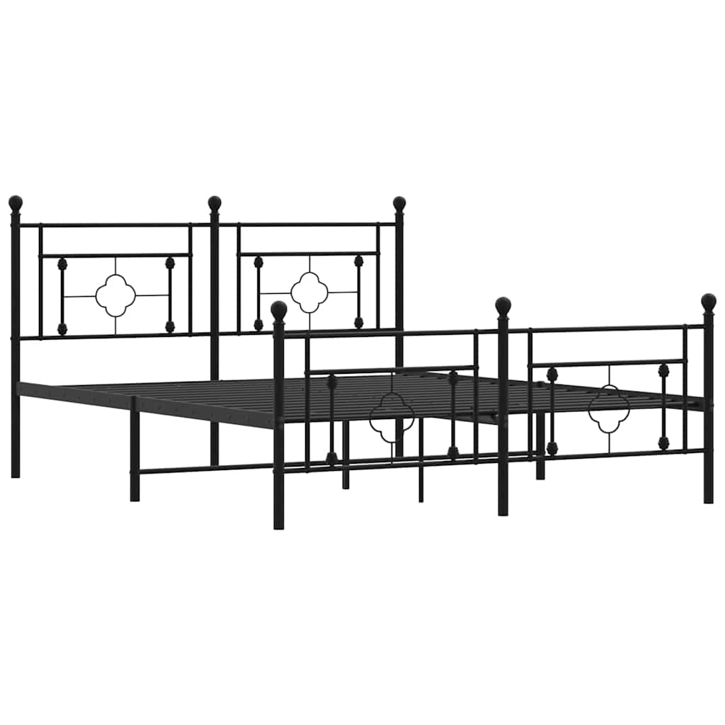 8721012248922_g_en_hd_2 vidaXL Metal Bed Frame without Mattress with Footboard Black 150x200 cm - Image 4
