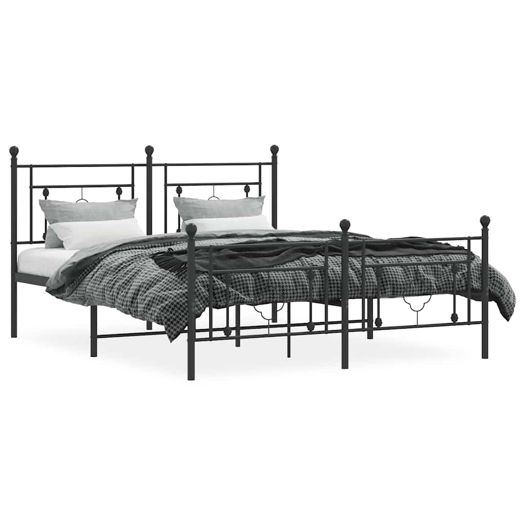 8721012248922_g_en_hd_3 vidaXL Metal Bed Frame without Mattress with Footboard Black 150x200 cm - Image 5
