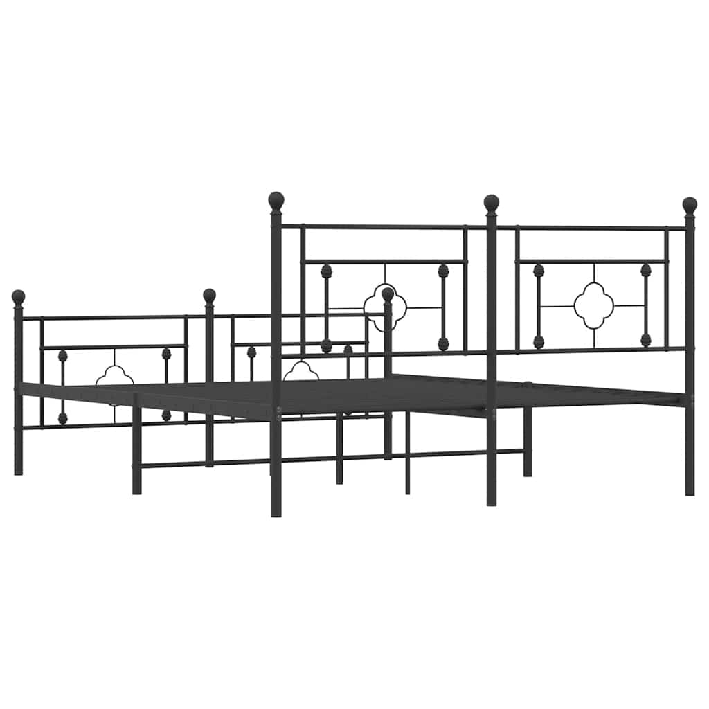 8721012248922_g_en_hd_6 vidaXL Metal Bed Frame without Mattress with Footboard Black 150x200 cm - Image 8
