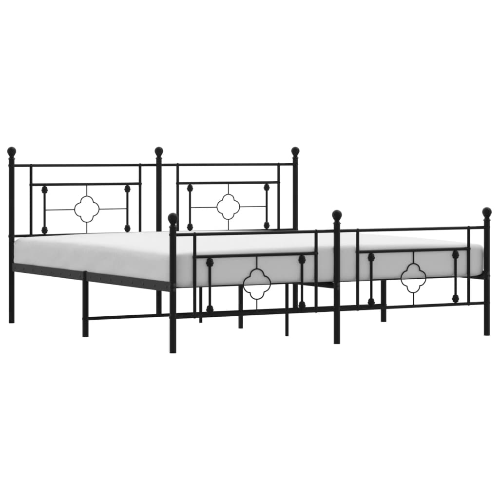8721012248946_a_en_hd_1 vidaXL Metal Bed Frame without Mattress with Footboard Black 183x203 cm King - Image 2