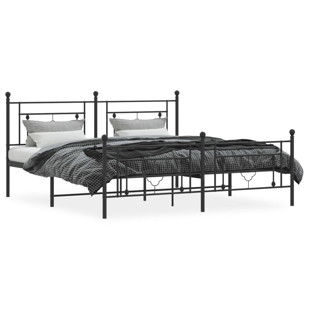 8721012248946_g_en_hd_1 vidaXL Metal Bed Frame without Mattress with Footboard Black 183x203 cm King - Image 3