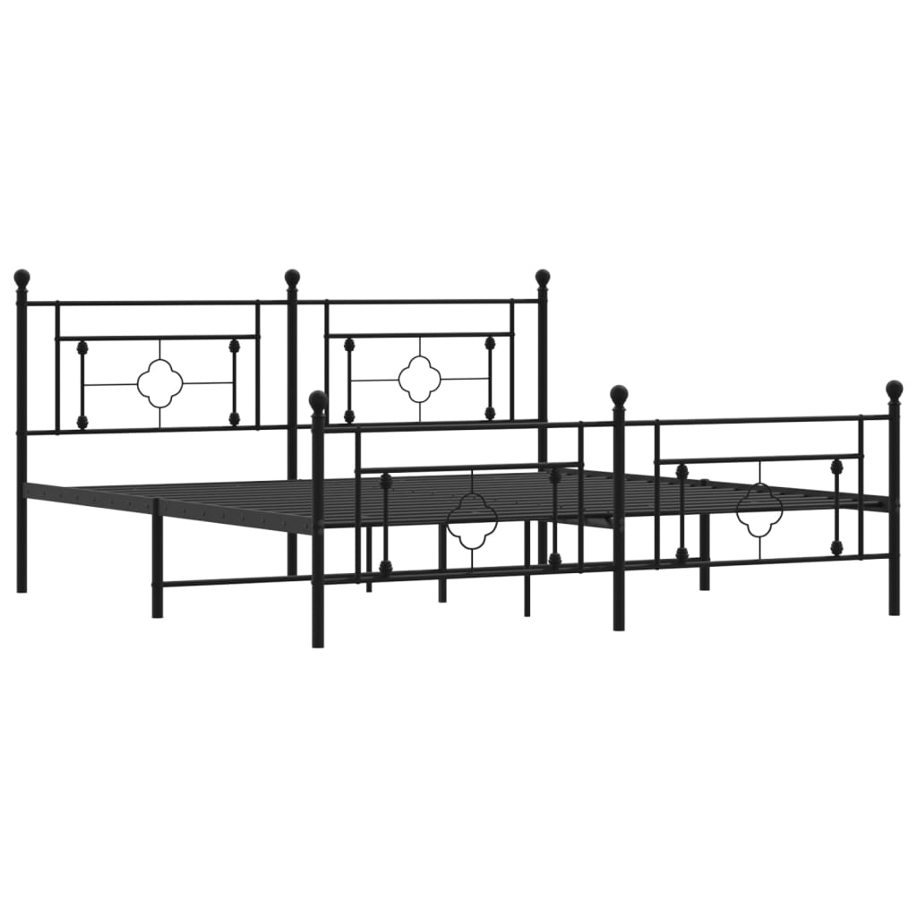 8721012248946_g_en_hd_2 vidaXL Metal Bed Frame without Mattress with Footboard Black 183x203 cm King - Image 4