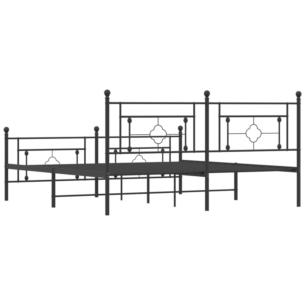 8721012248946_g_en_hd_5 vidaXL Metal Bed Frame without Mattress with Footboard Black 183x203 cm King - Image 7