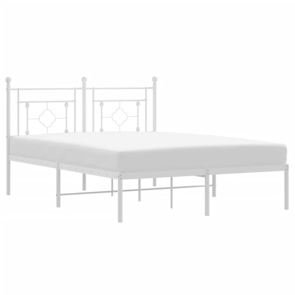 8721012249202_a_en_hd_1 vidaXL Metal Bed Frame without Mattress with Headboard White 135x190 cm - Image 2