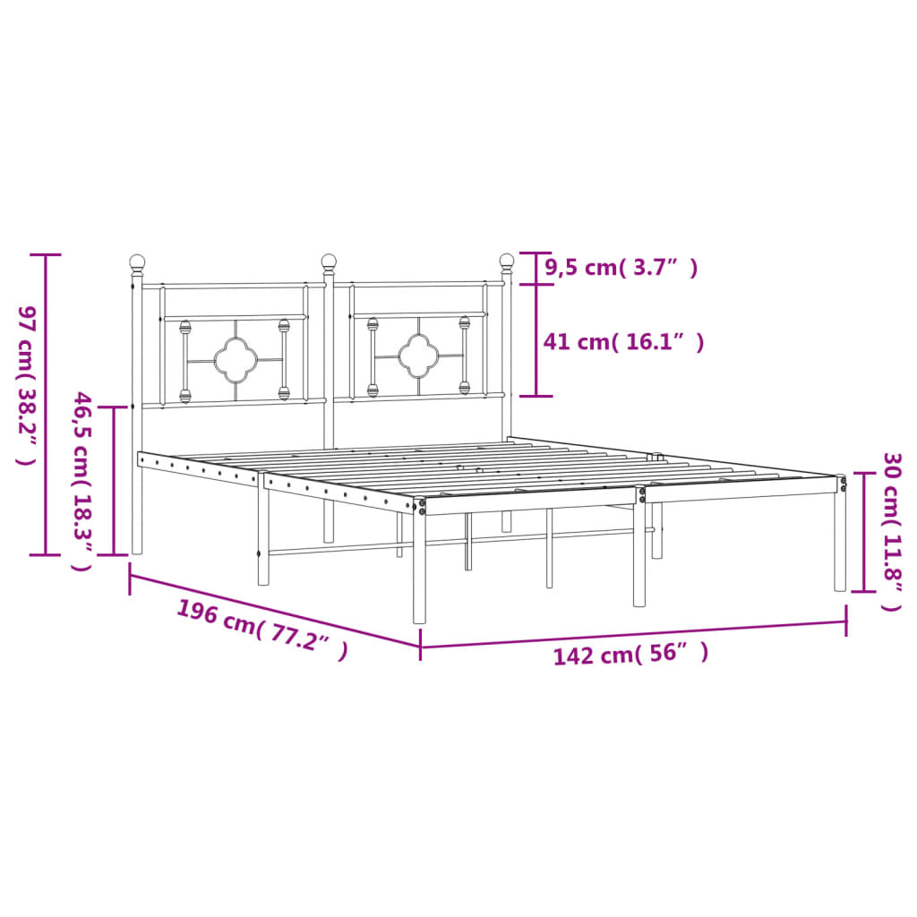 8721012249202_g_en_hd_9 vidaXL Metal Bed Frame without Mattress with Headboard White 135x190 cm - Image 11