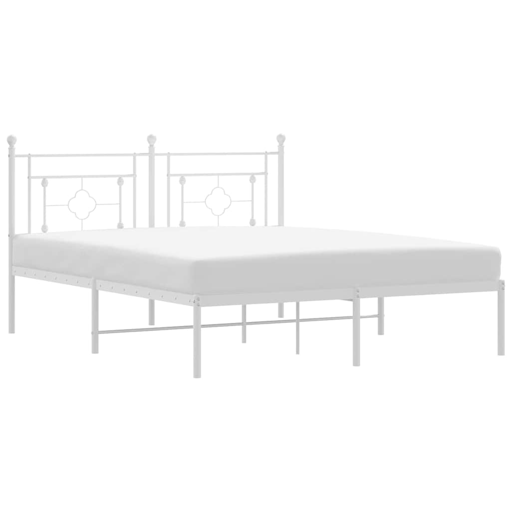 8721012249233_a_en_hd_1 vidaXL Metal Bed Frame without Mattress with Headboard White 150x200 cm - Image 2