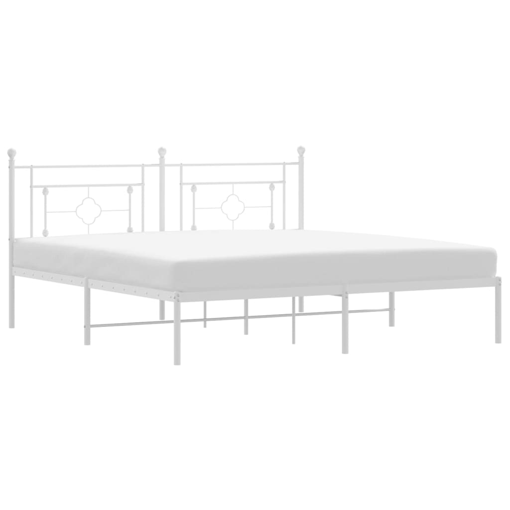 8721012249257_a_en_hd_1 vidaXL Metal Bed Frame without Mattress with Headboard White 183x203 cm King - Image 2