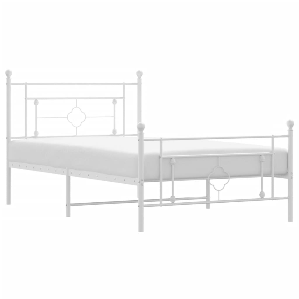 8721012249356_a_en_hd_1 vidaXL Metal Bed Frame without Mattress with Footboard White 107x203 cm King Single - Image 2