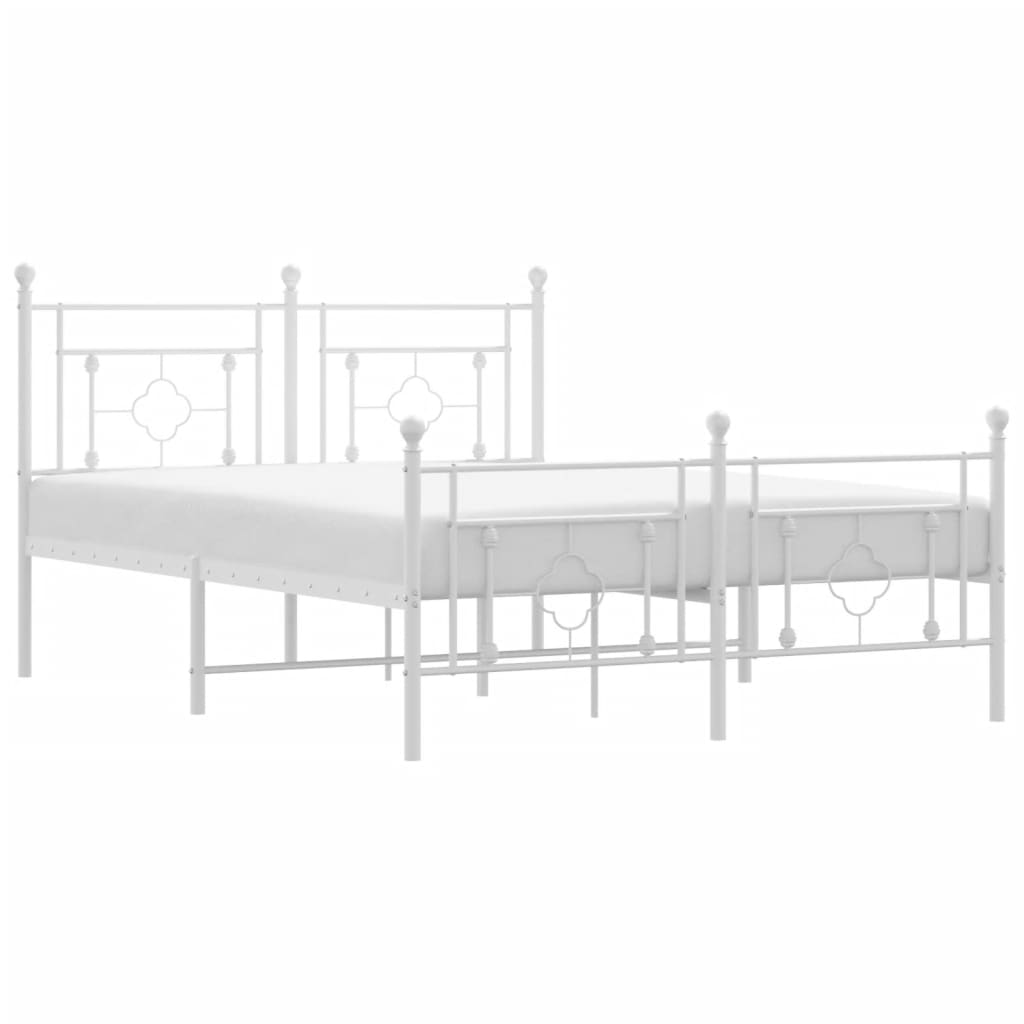 8721012249387_a_en_hd_1 vidaXL Metal Bed Frame without Mattress with Footboard White 135x190 cm - Image 2
