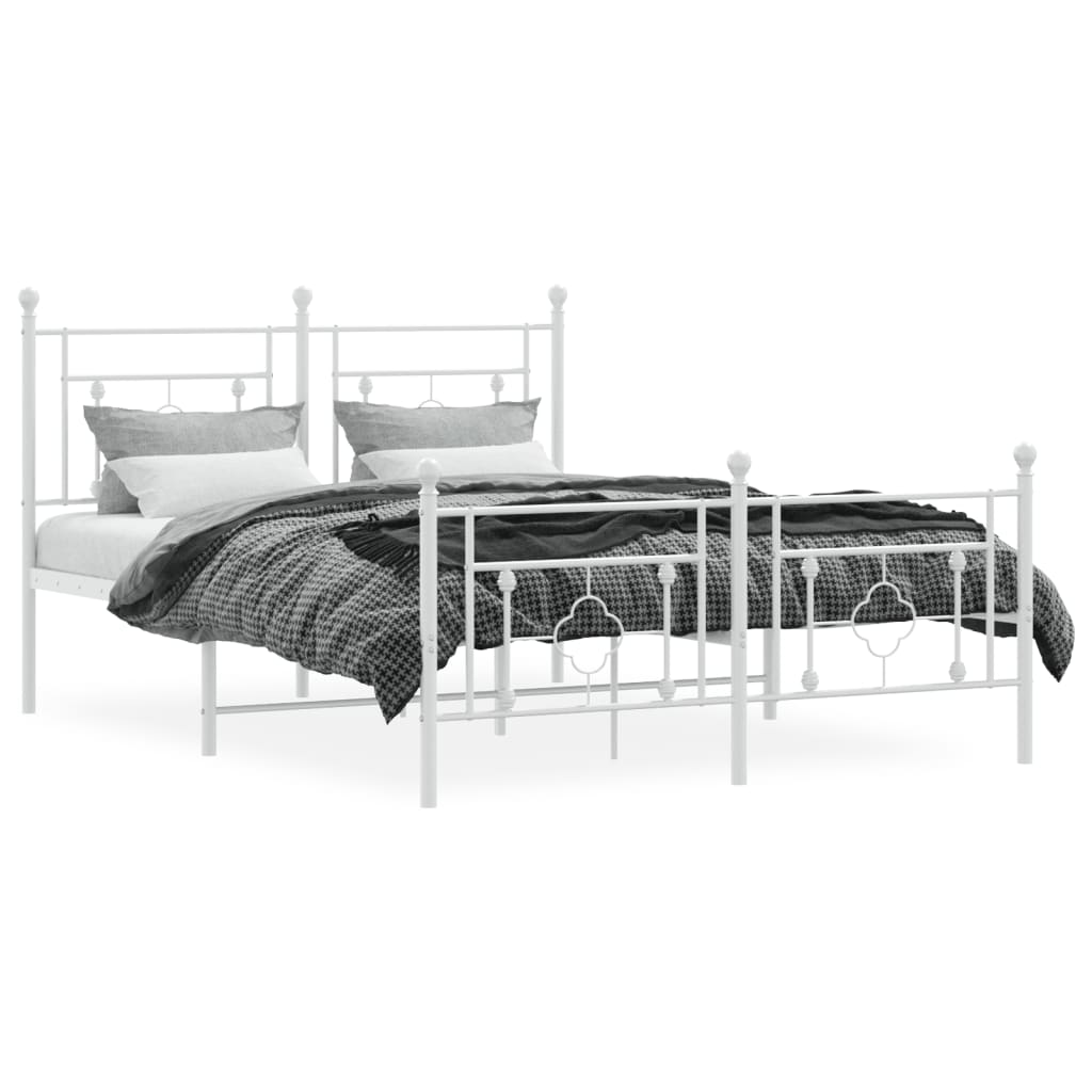 8721012249387_g_en_hd_1 vidaXL Metal Bed Frame without Mattress with Footboard White 135x190 cm - Image 3