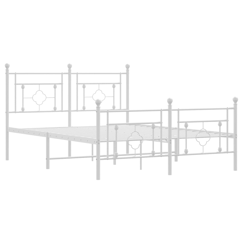 8721012249387_g_en_hd_2 vidaXL Metal Bed Frame without Mattress with Footboard White 135x190 cm - Image 4