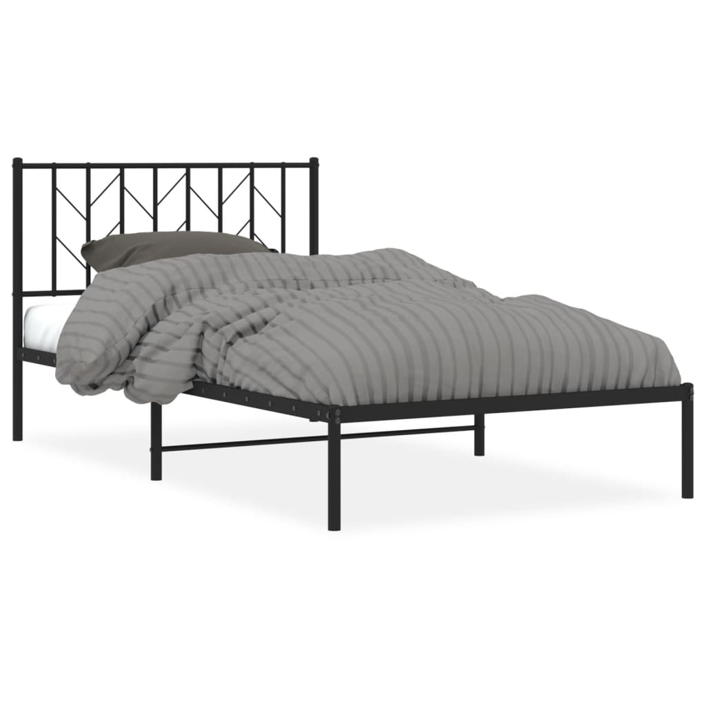 8721012249660_a_en_hd_1 vidaXL Metal Bed Frame without Mattress with Headboard Black 107x203 cm King Single - Image 2