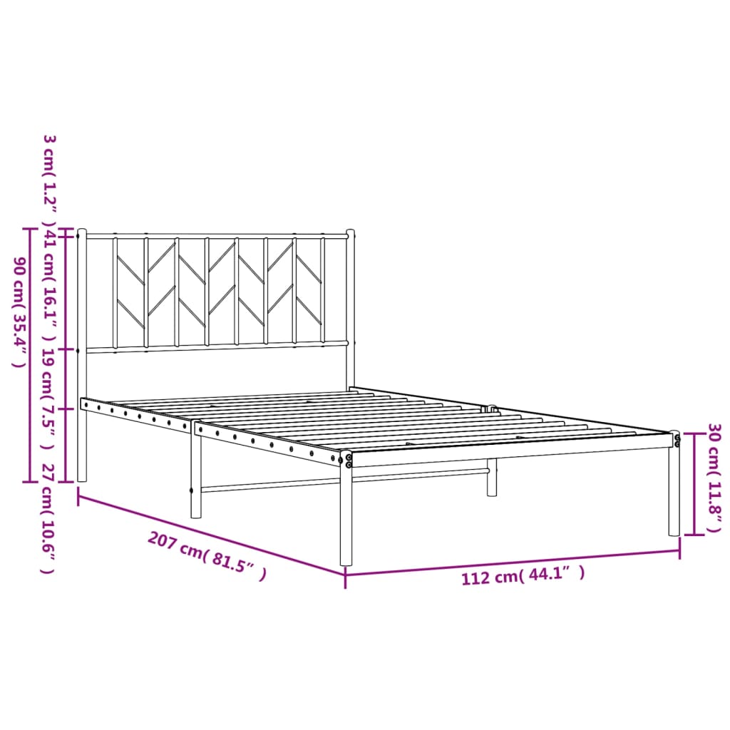 8721012249660_g_en_hd_8 vidaXL Metal Bed Frame without Mattress with Headboard Black 107x203 cm King Single - Image 10
