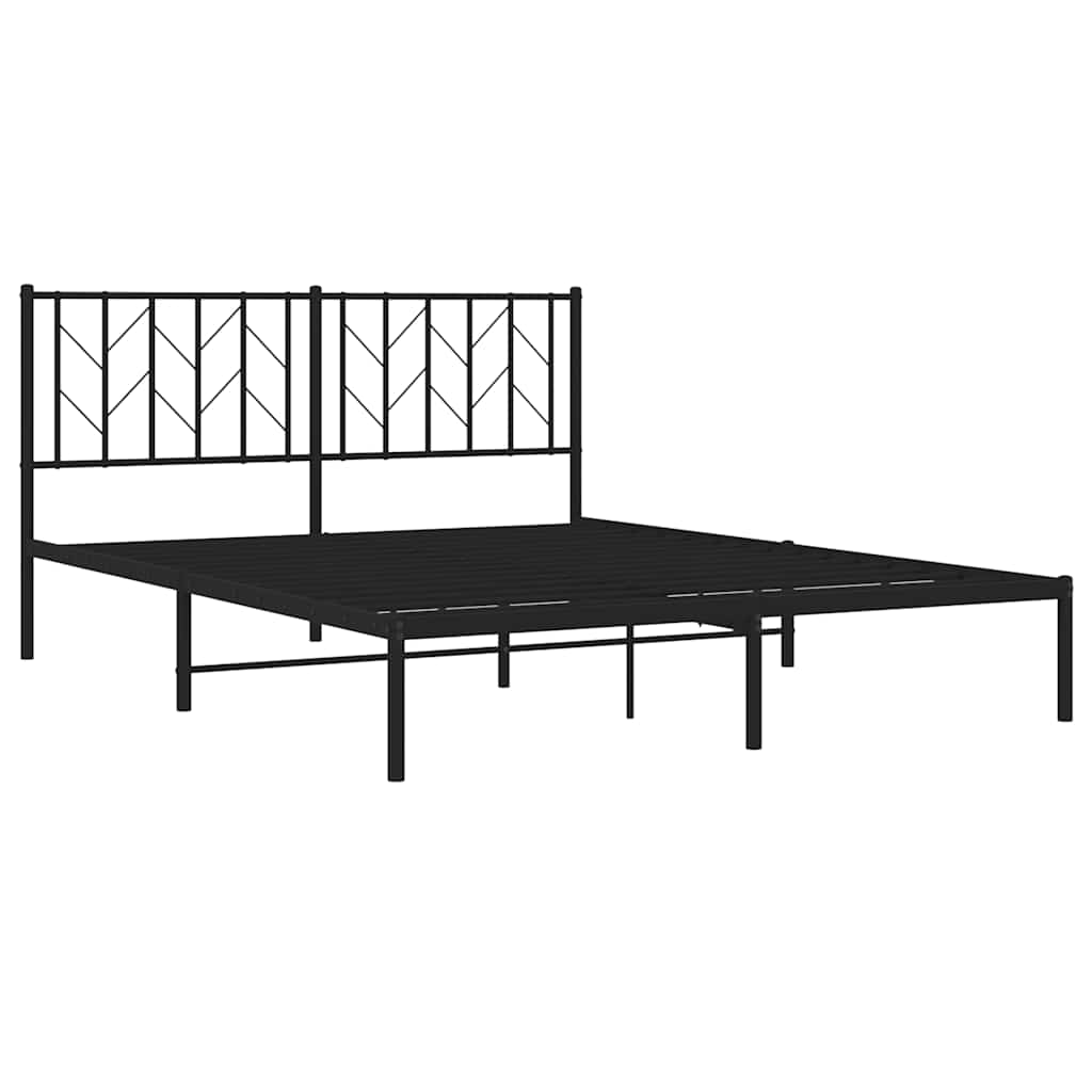 8721012249721_g_en_hd_2 vidaXL Metal Bed Frame without Mattress with Headboard Black 150x200 cm - Image 4