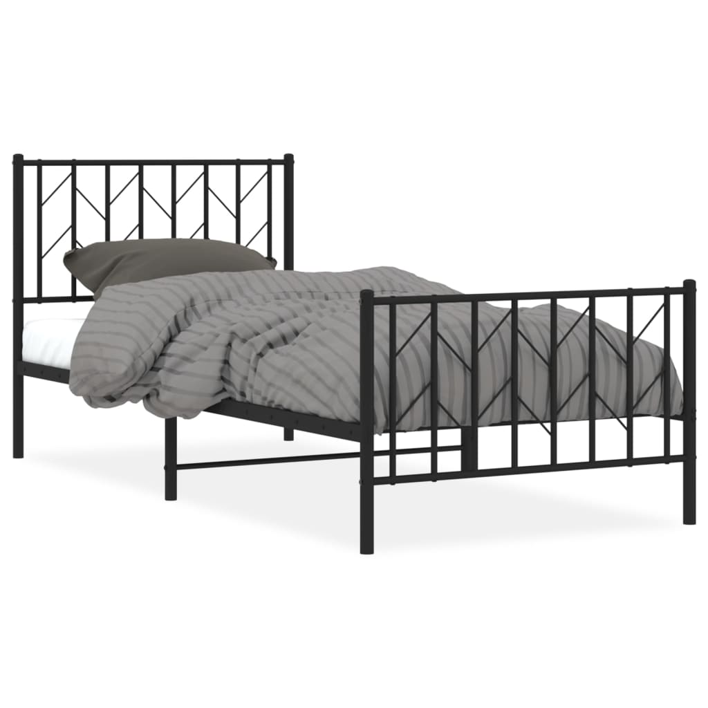 8721012249806_a_en_hd_1 vidaXL Metal Bed Frame without Mattress with Footboard Black 90x190 cm - Image 2