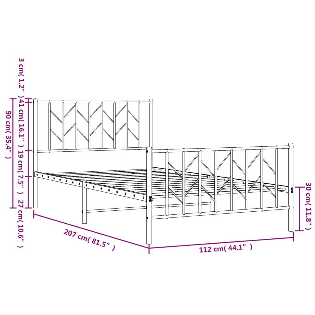 8721012249844_g_en_hd_8 vidaXL Metal Bed Frame without Mattress with Footboard Black 107x203 cm King Single - Image 10