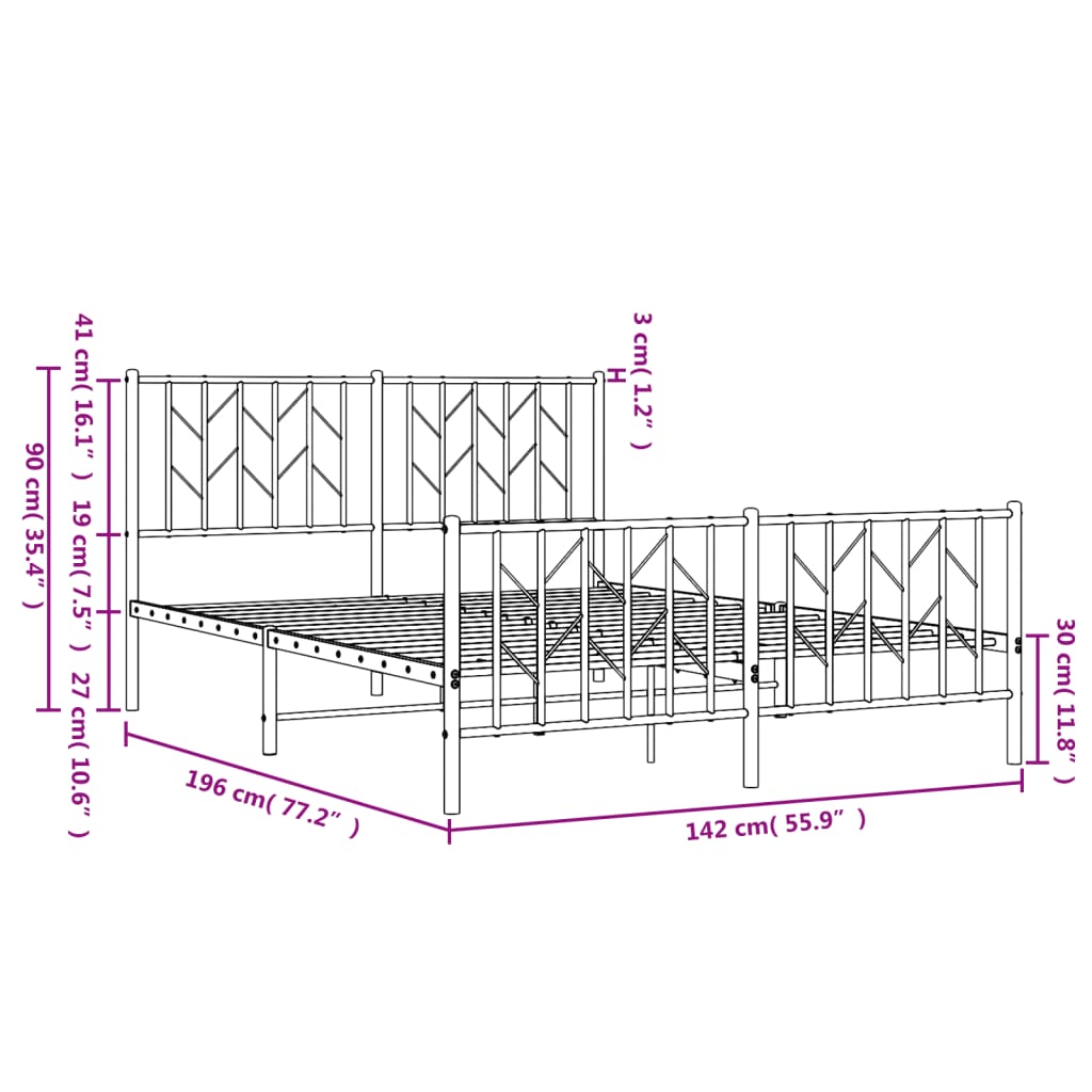 8721012249875_g_en_hd_8 vidaXL Metal Bed Frame without Mattress with Footboard Black 135x190 cm - Image 10