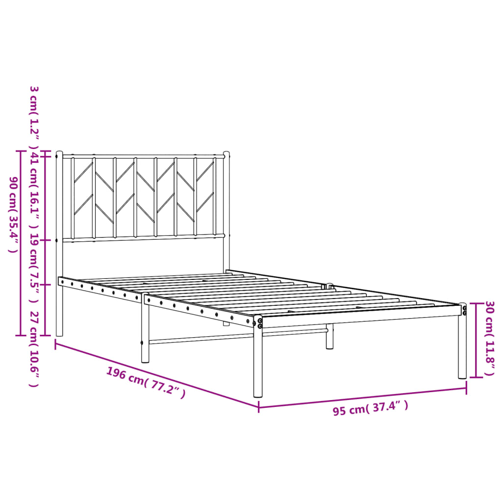 8721012250116_g_en_hd_8 vidaXL Metal Bed Frame without Mattress with Headboard White 90x190 cm - Image 10
