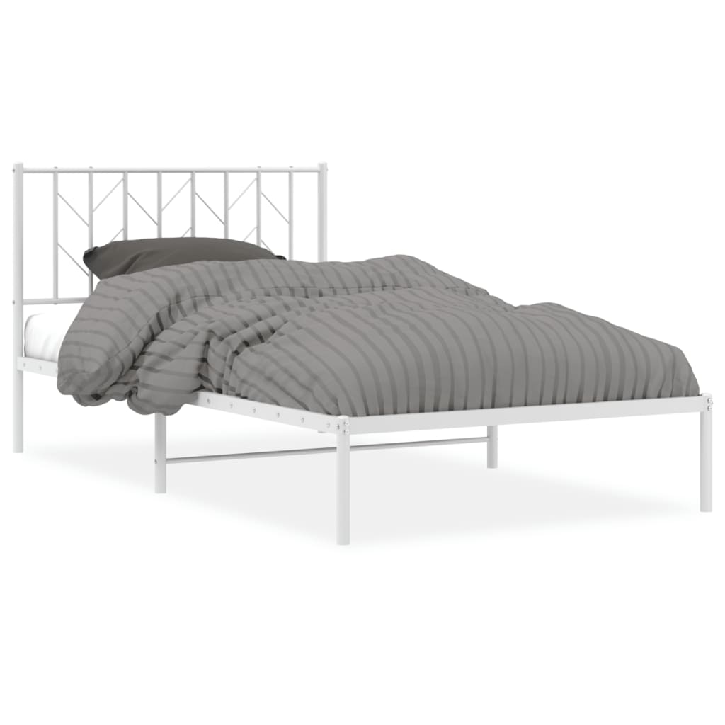 8721012250154_a_en_hd_1 vidaXL Metal Bed Frame without Mattress with Headboard White 107x203 cm King Single - Image 2