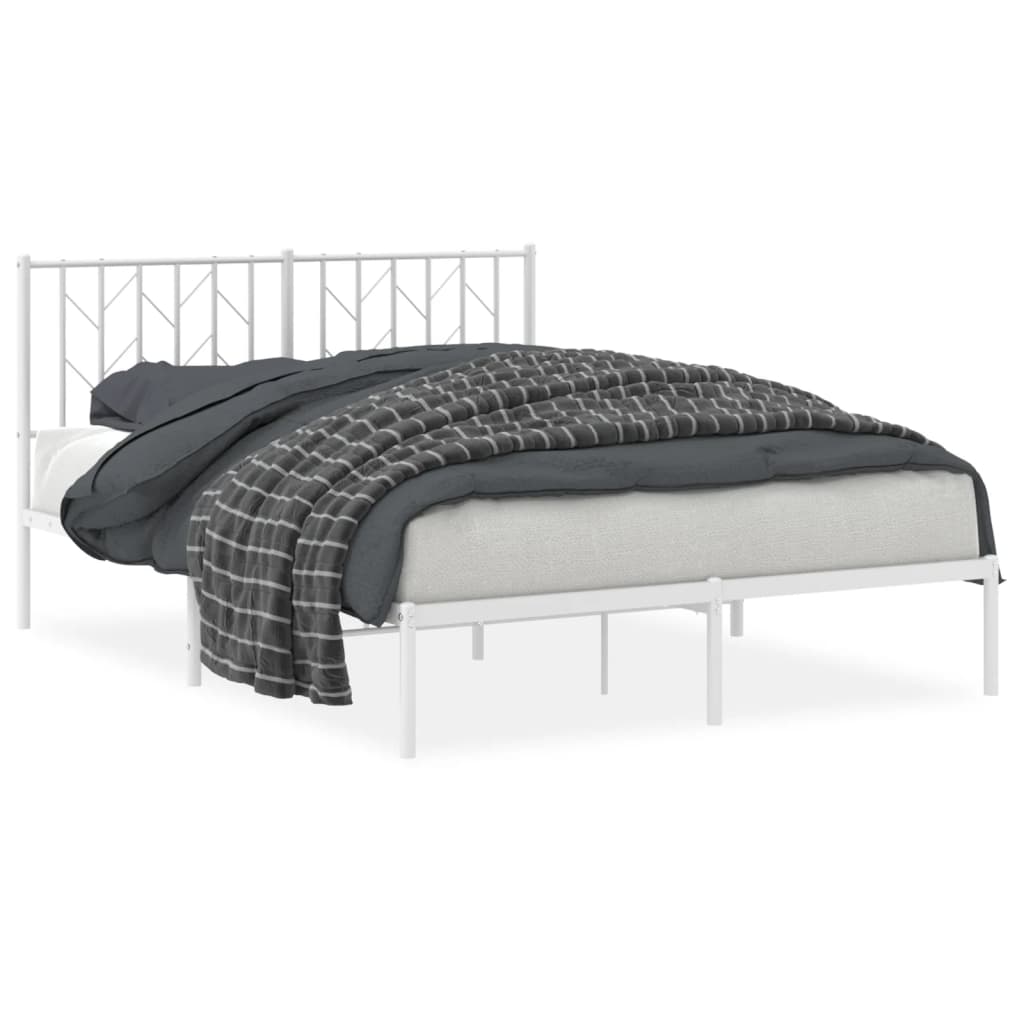 8721012250185_a_en_hd_1 vidaXL Metal Bed Frame without Mattress with Headboard White 135x190 cm - Image 2