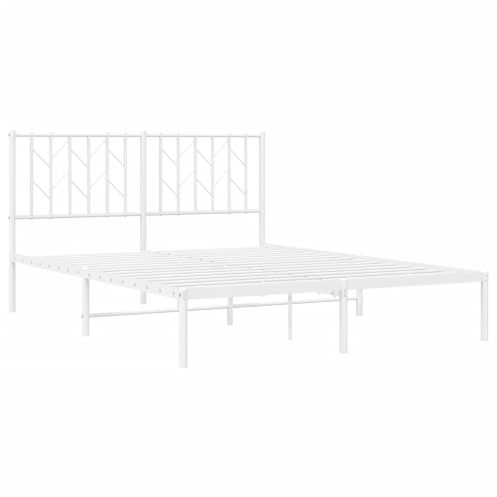 8721012250185_g_en_hd_2 vidaXL Metal Bed Frame without Mattress with Headboard White 135x190 cm - Image 4