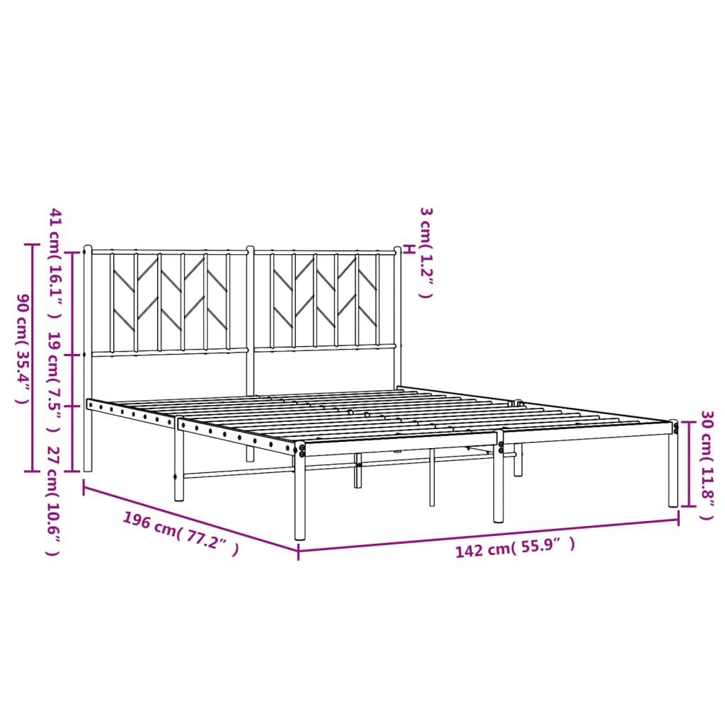8721012250185_g_en_hd_8 vidaXL Metal Bed Frame without Mattress with Headboard White 135x190 cm - Image 10
