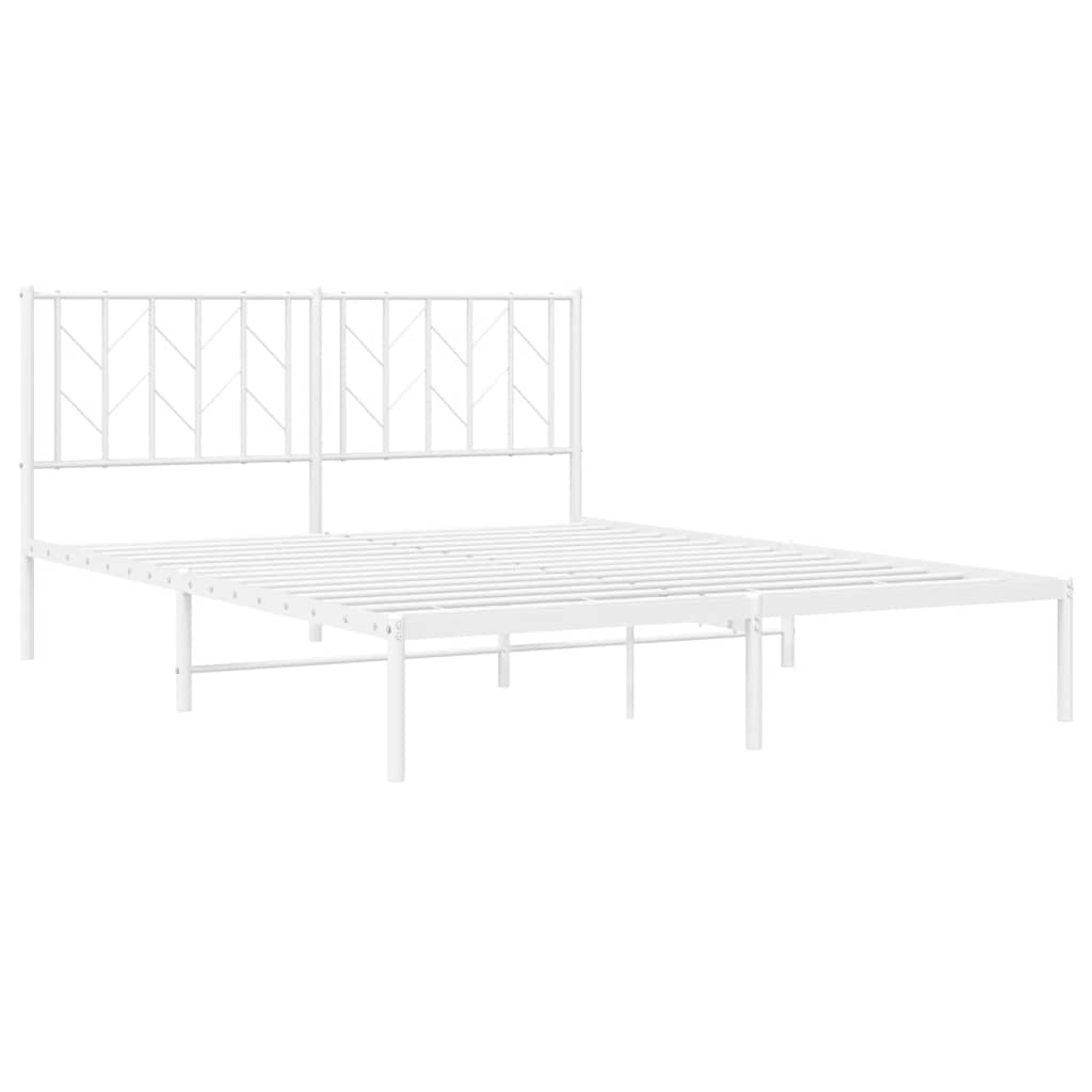 8721012250215_g_en_hd_2 vidaXL Metal Bed Frame without Mattress with Headboard White 150x200 cm - Image 4