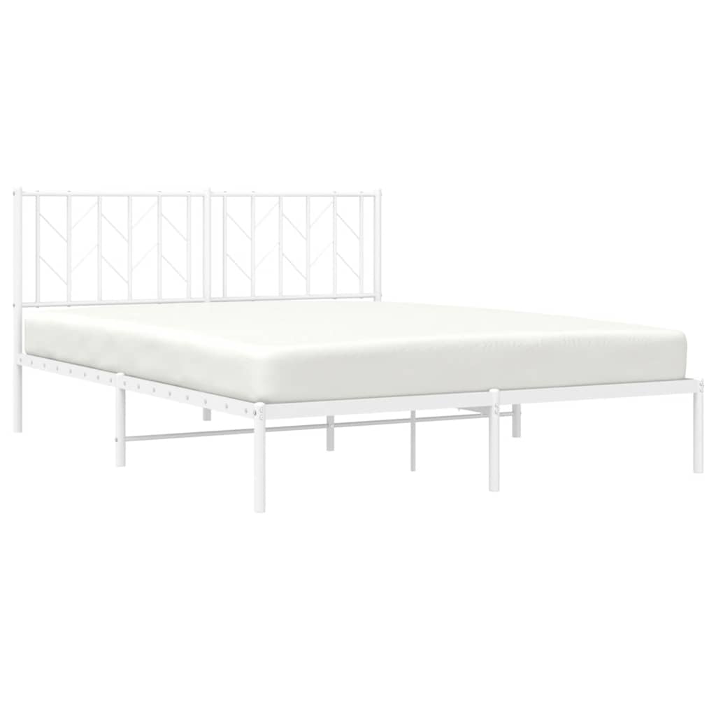 8721012250215_g_en_hd_3 vidaXL Metal Bed Frame without Mattress with Headboard White 150x200 cm - Image 5