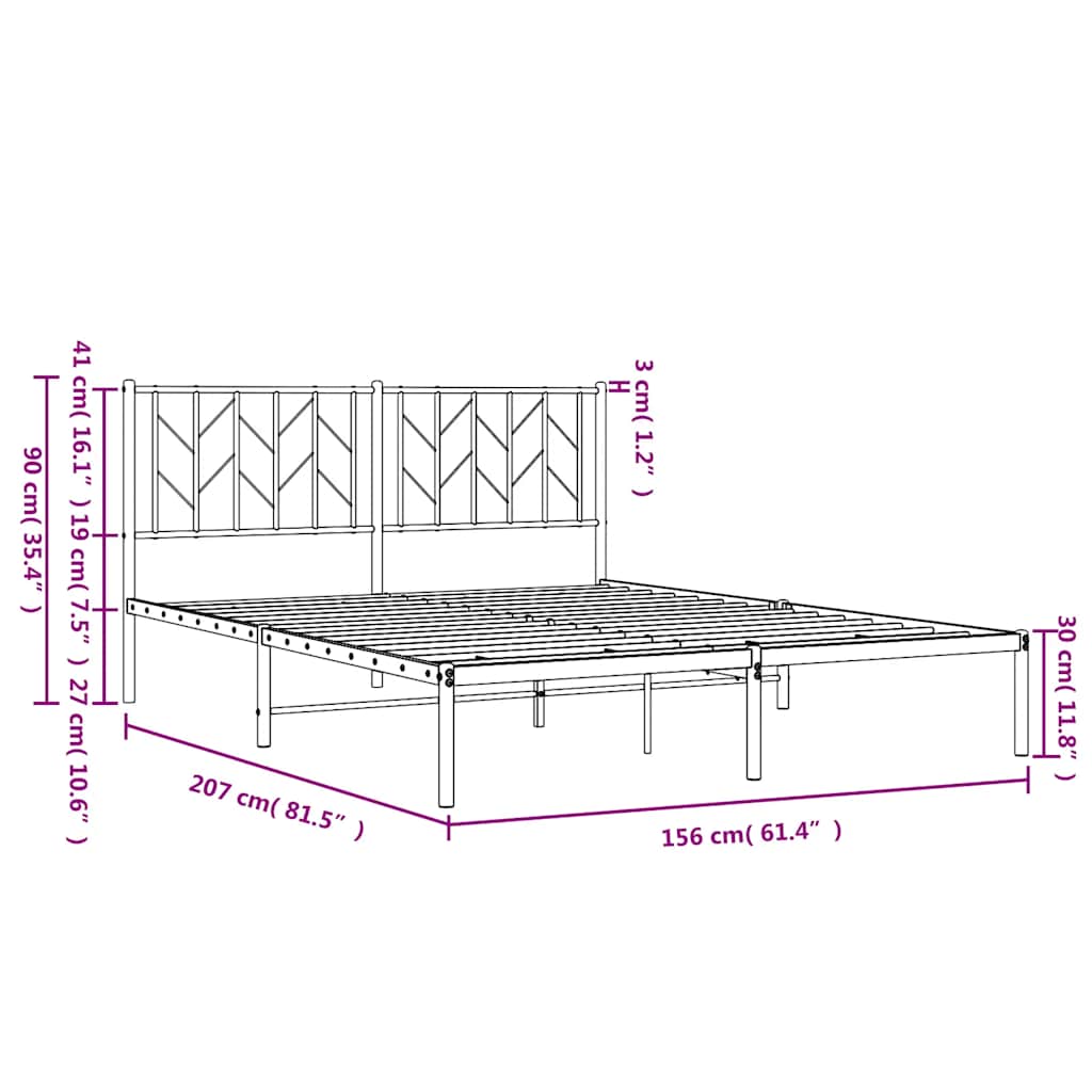 8721012250215_g_en_hd_9 vidaXL Metal Bed Frame without Mattress with Headboard White 150x200 cm - Image 11