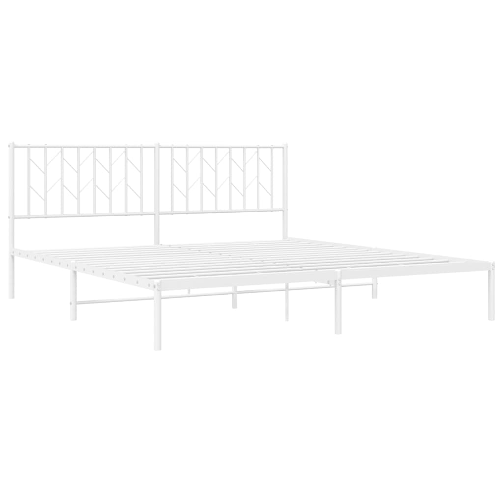 8721012250239_g_en_hd_2 vidaXL Metal Bed Frame without Mattress with Headboard White 183x203 cm King - Image 4