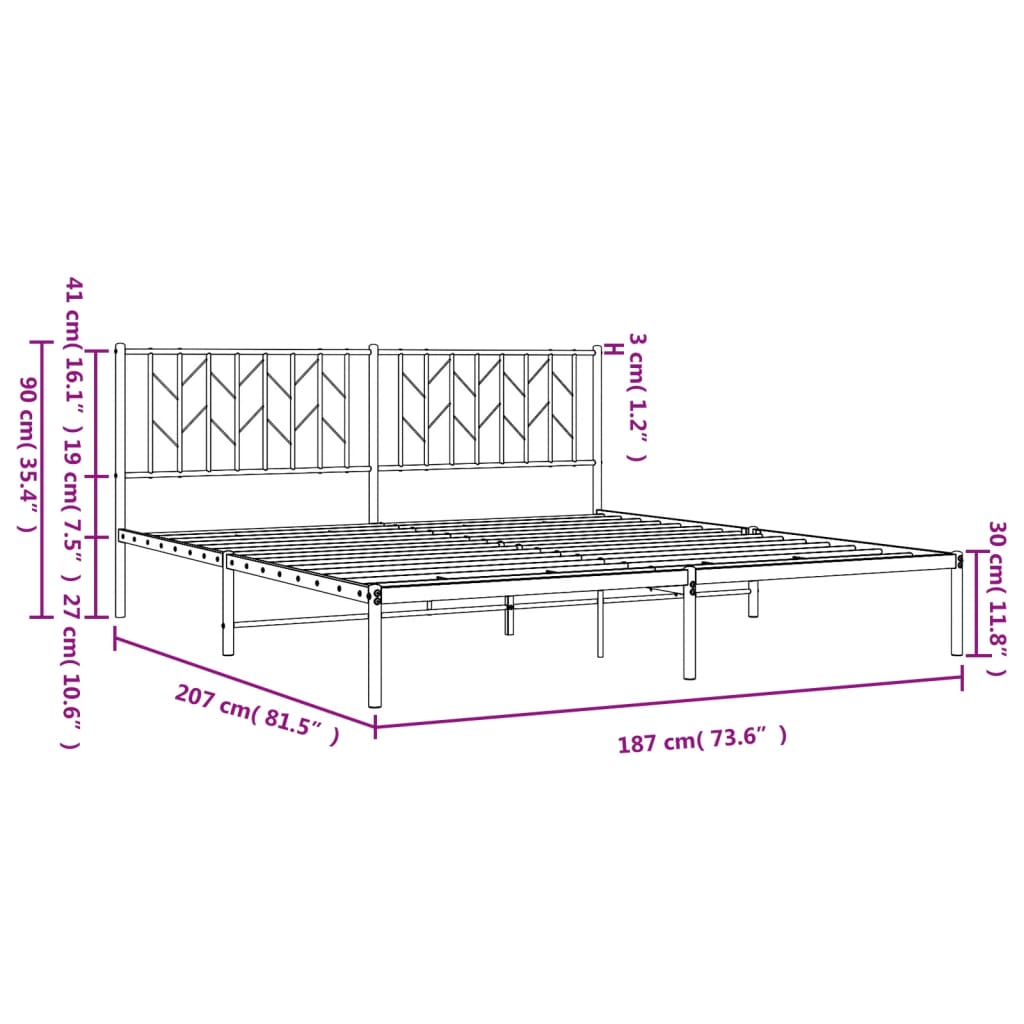 8721012250239_g_en_hd_8 vidaXL Metal Bed Frame without Mattress with Headboard White 183x203 cm King - Image 10