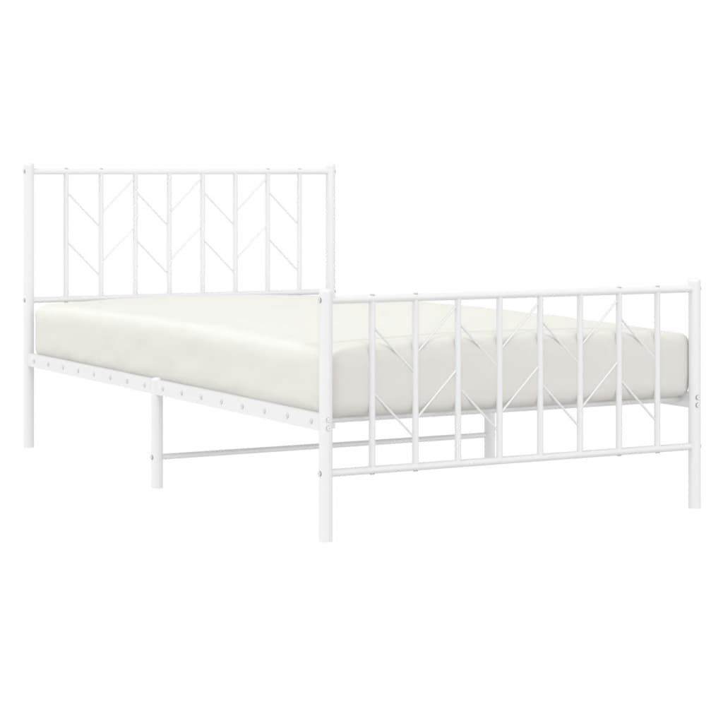 8721012250338_g_en_hd_1 vidaXL Metal Bed Frame without Mattress with Footboard White 107x203 cm King Single - Image 3