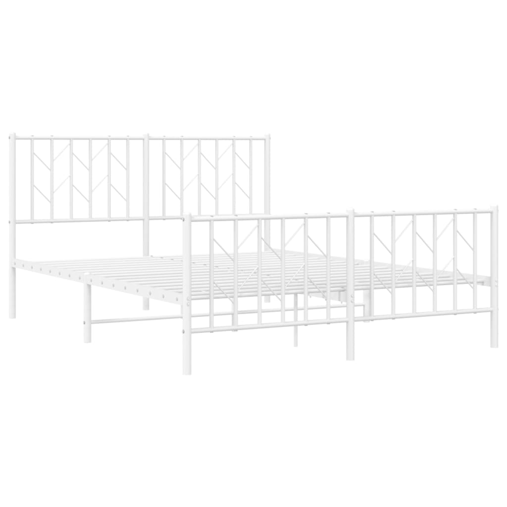 8721012250369_g_en_hd_2 vidaXL Metal Bed Frame without Mattress with Footboard White 135x190 cm - Image 4