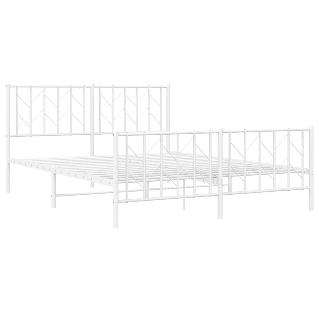 8721012250390_g_en_hd_2 vidaXL Metal Bed Frame without Mattress with Footboard White 150x200 cm - Image 4