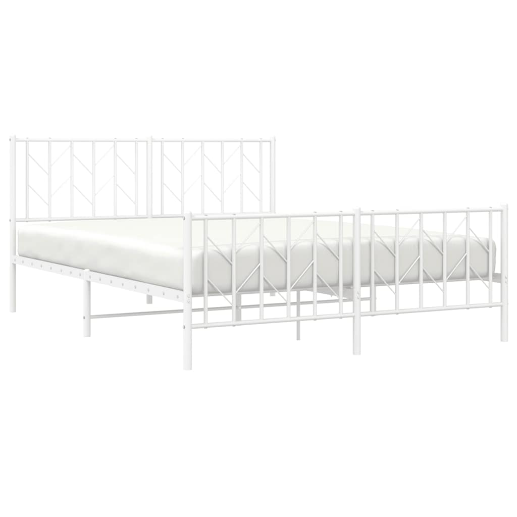 8721012250390_g_en_hd_3 vidaXL Metal Bed Frame without Mattress with Footboard White 150x200 cm - Image 5