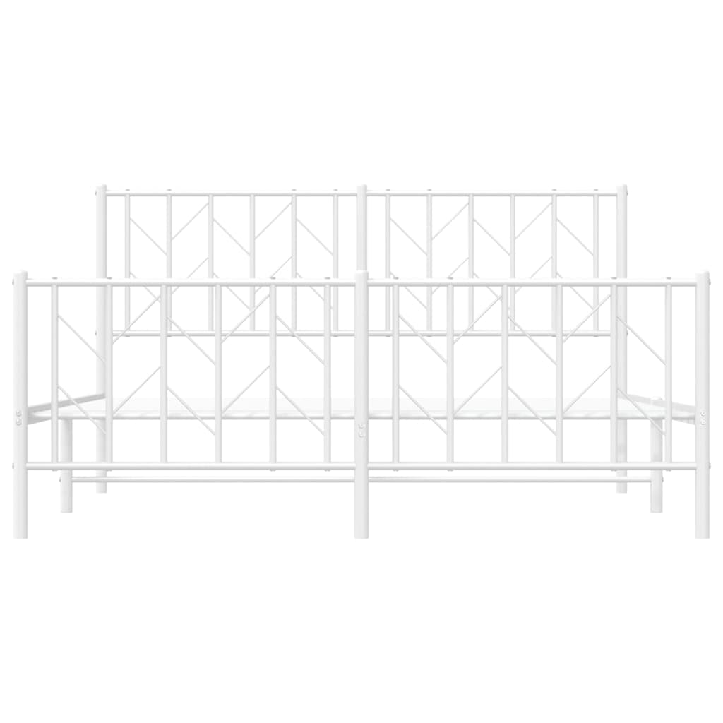 8721012250390_g_en_hd_4 vidaXL Metal Bed Frame without Mattress with Footboard White 150x200 cm - Image 6