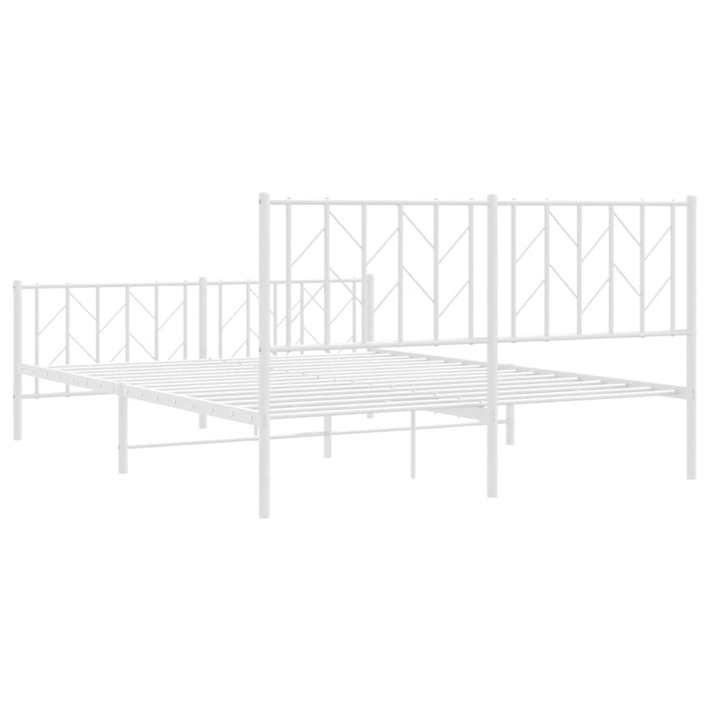 8721012250390_g_en_hd_6 vidaXL Metal Bed Frame without Mattress with Footboard White 150x200 cm - Image 8